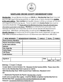Maryland Orchid Society Membership form fillable