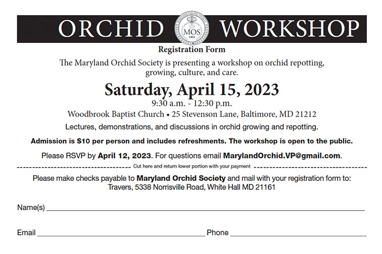 Registration for 2023 Orchid Workshop