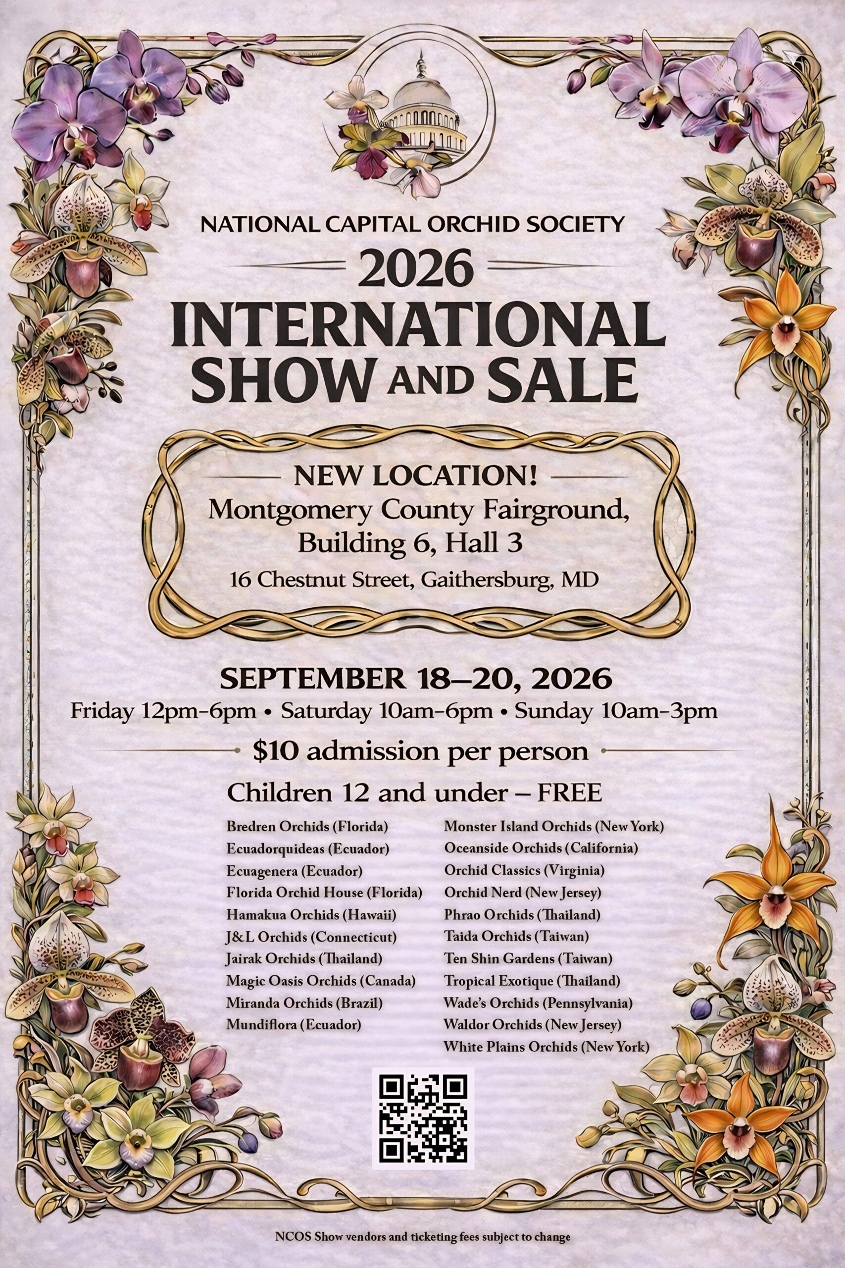 National Capital Orchid Society 2026 International Show and Sale