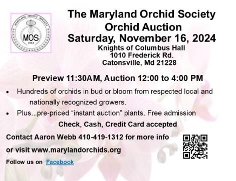 Maryland Orchid Society Annual Auction Flyer 2024